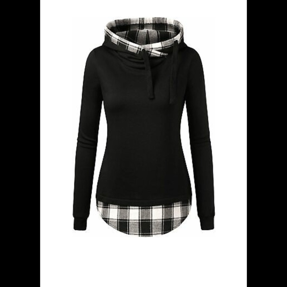 DJT Women’s Funnel neck check contrast pullover